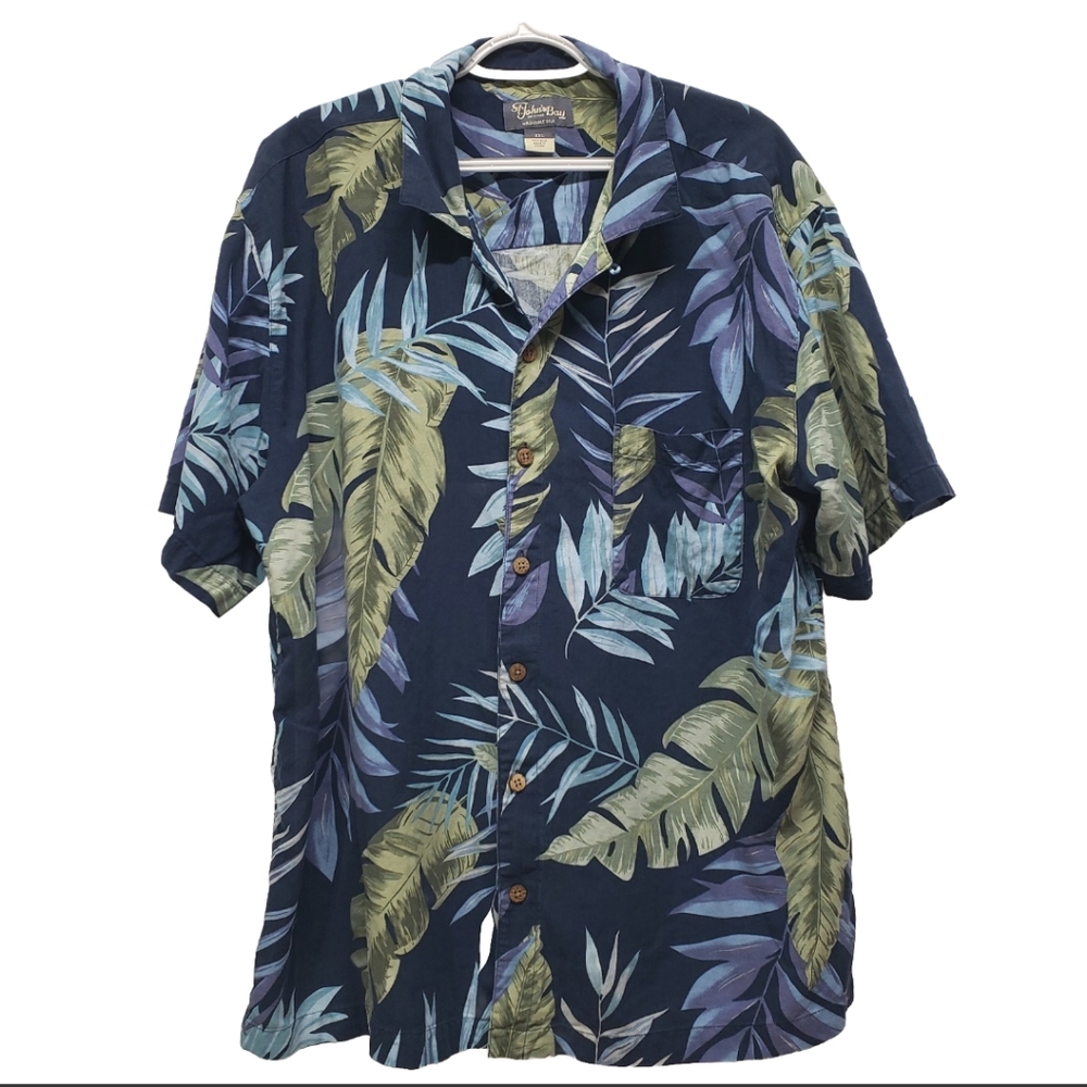St. John's Bay Button Up Short Sleeve Shirt Mens XXL Washable Silk Hawaiian